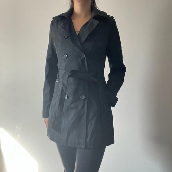 🧥 EXPRESS Trench Coat  - Women's Size Medium, Black, Elevate Your Style 🧥 - Picture 1 of 9